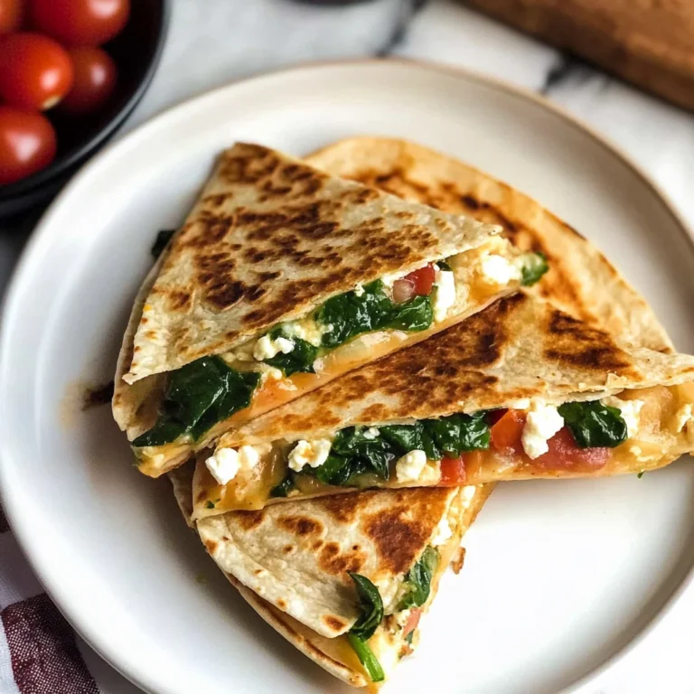 Mediterranean Quesadillas with Spinach, Feta, Mozzarella, and Red Onion