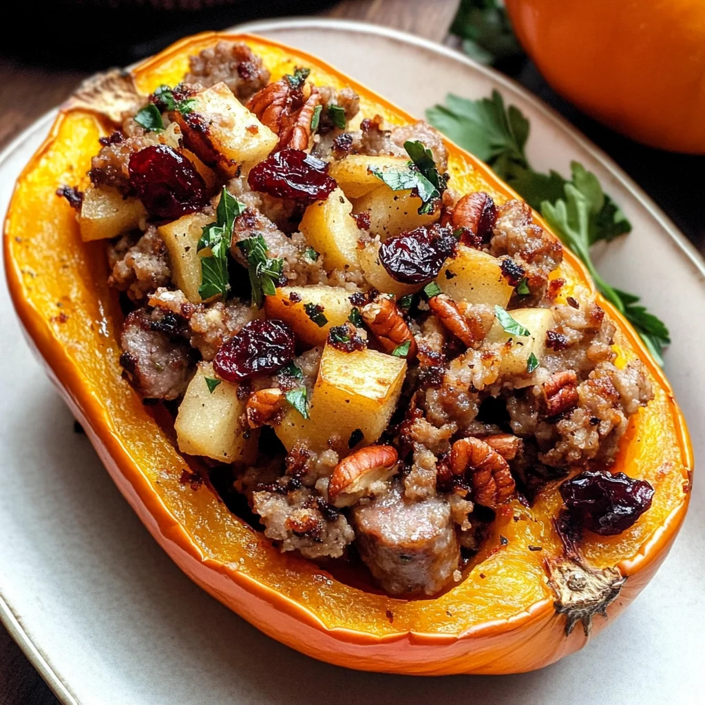 Apple Sausage Stuffed Butternut Squash