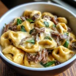 Cheesesteak Tortellini in Creamy Provolone Sauce