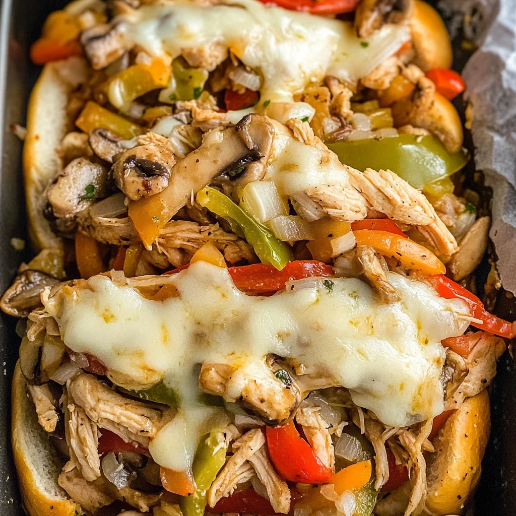 Healthy Crockpot Chicken Philly Cheesesteak Recipe