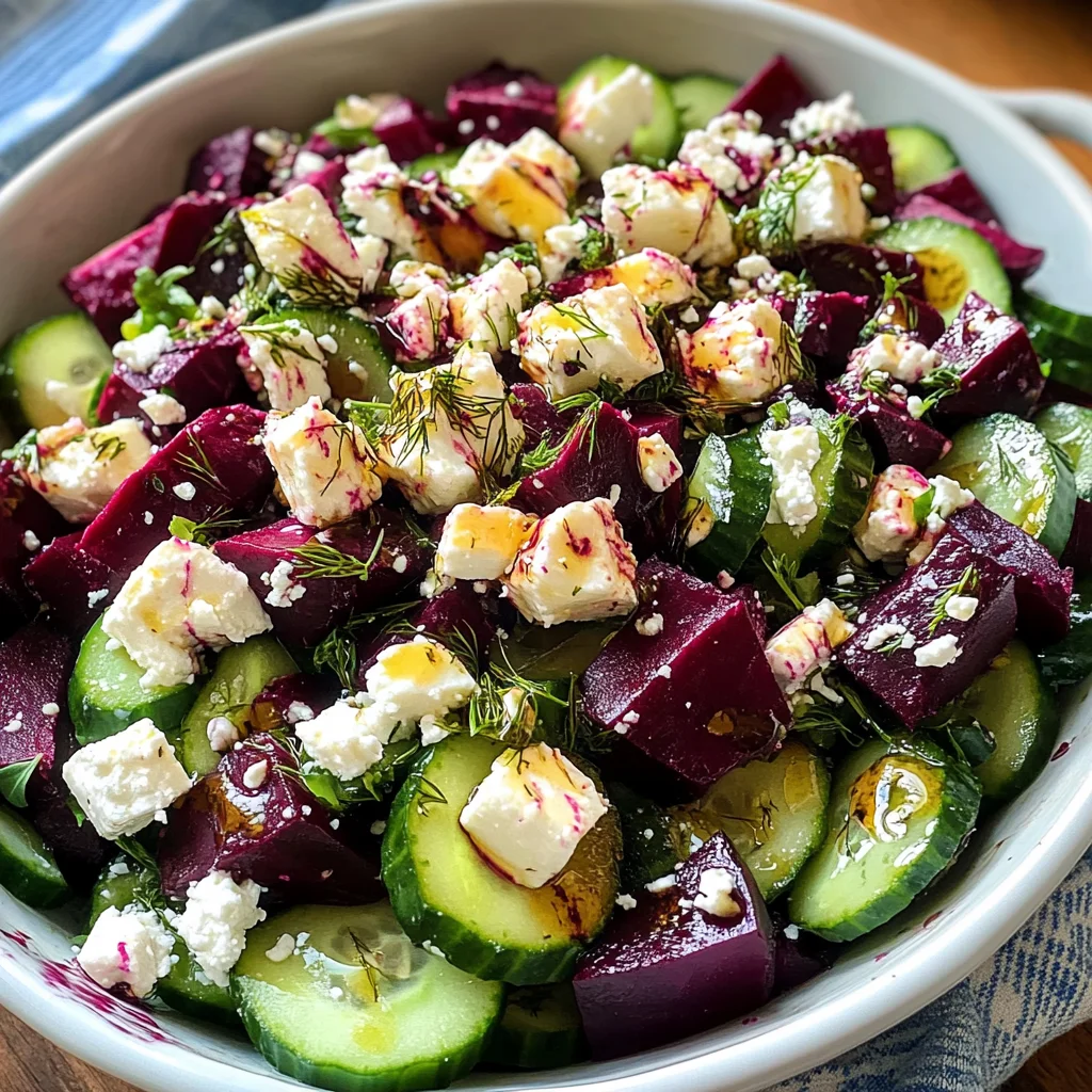 Vibrant Beet Feta Salad with Cucumber and Dill