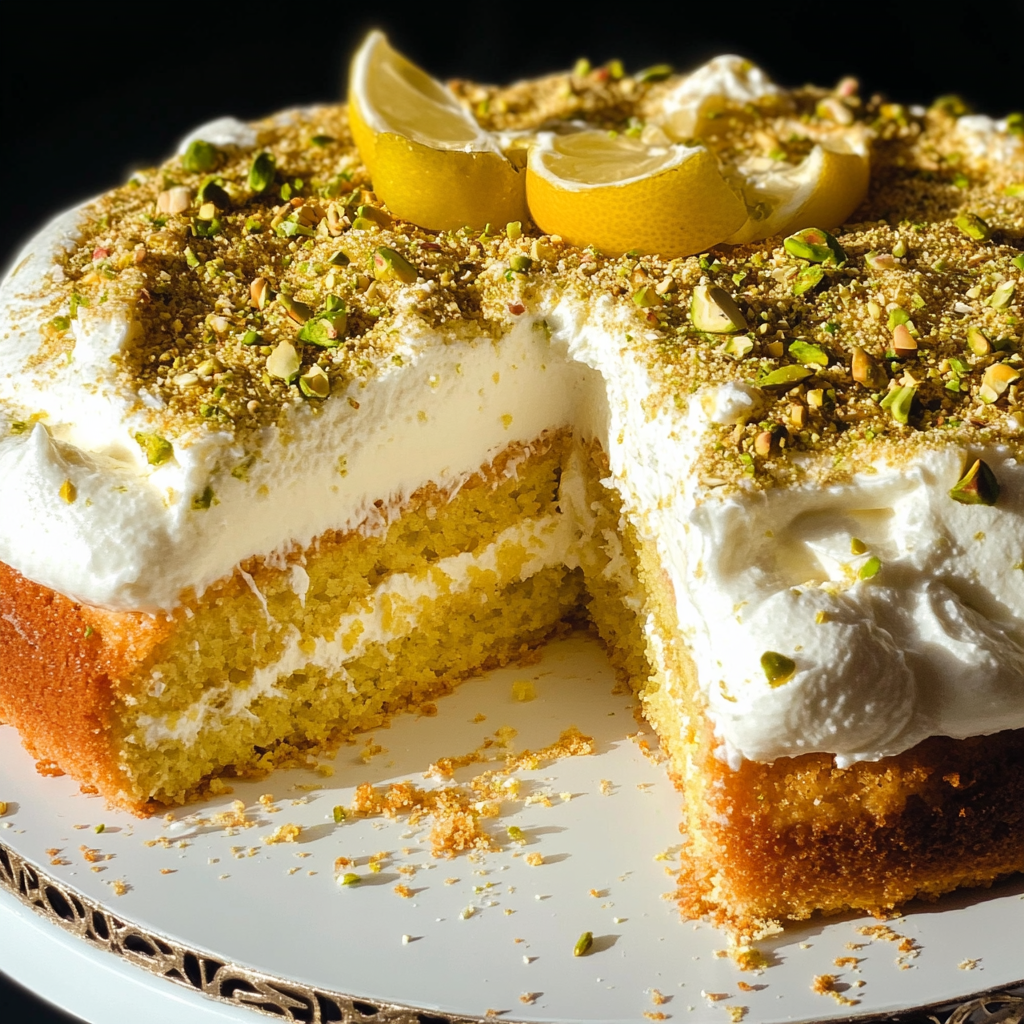Lemon Pistachio Ricotta Cloud Cake