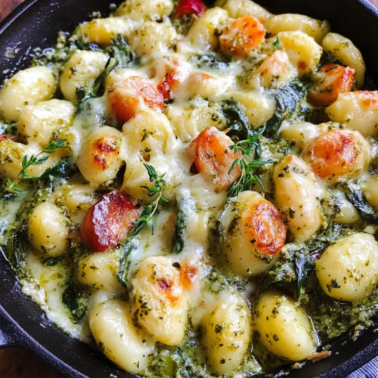 Creamy Pesto Gnocchi with Spinach and Artichokes