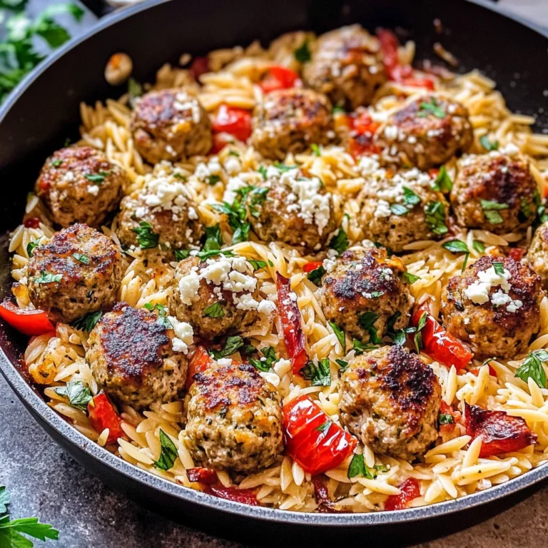 Greek Meatballs and Orzo Skillet