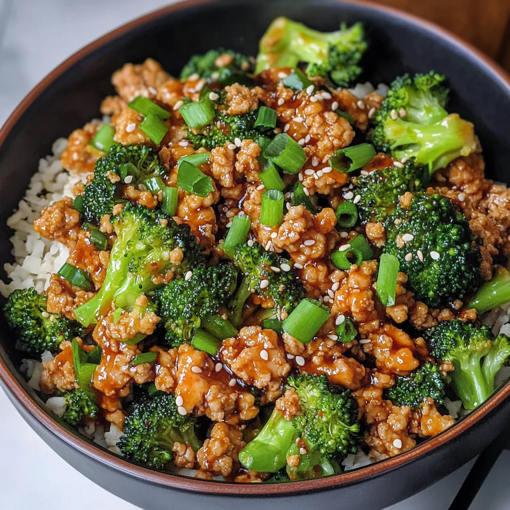 Honey Sriracha Ground Chicken and Broccoli