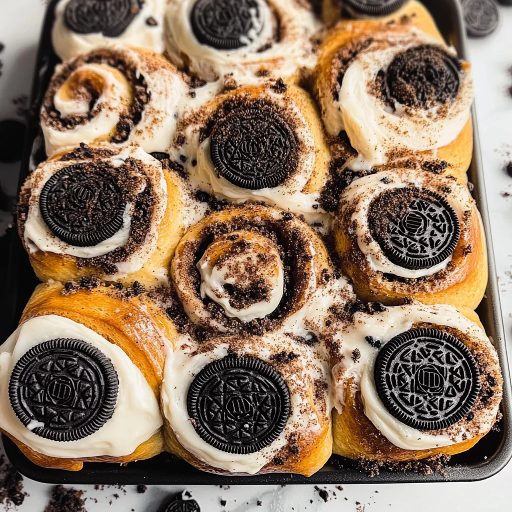Oreo Cookies and Cream Cinnamon Rolls