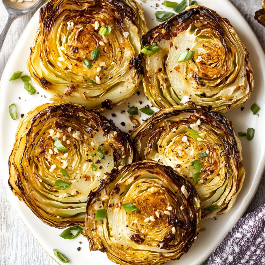 Garlic Butter Roasted Cabbage Steaks