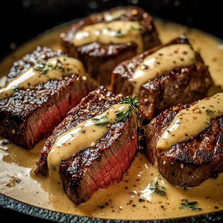 Cast Iron Bavette Steak with Whiskey Garlic Cream Sauce