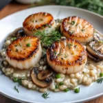 Easy Seared Scallops with Mushroom Risotto