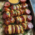 Mustard Hasselback Kielbasa Bites