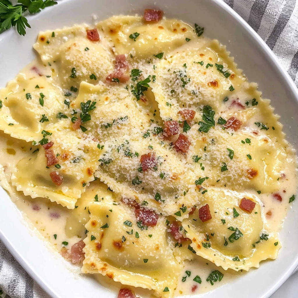 Olive Garden-Inspired Ravioli Carbonara