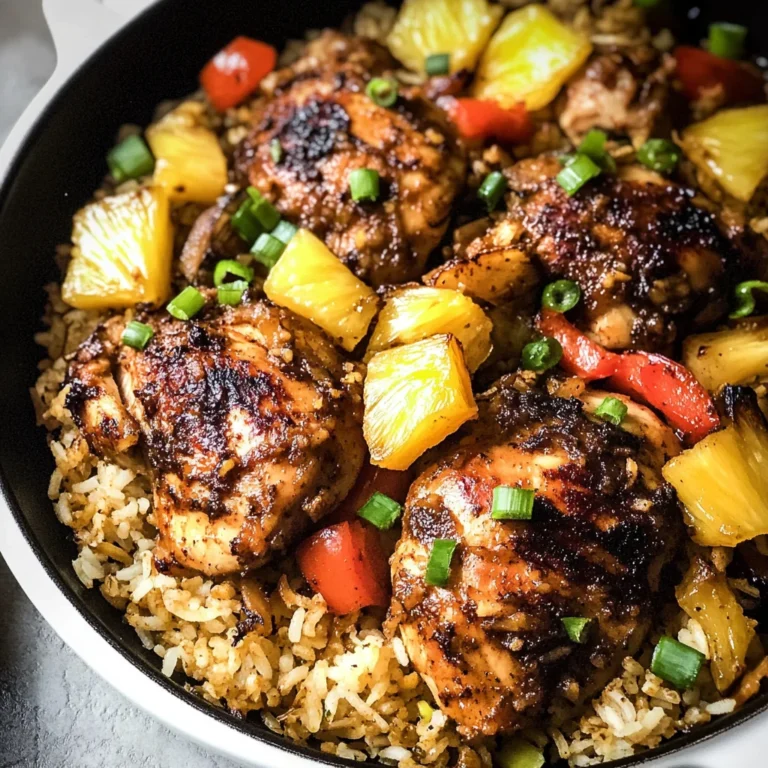 One Pan Caribbean Jerk Chicken with Pineapple-Coconut Rice Recipe