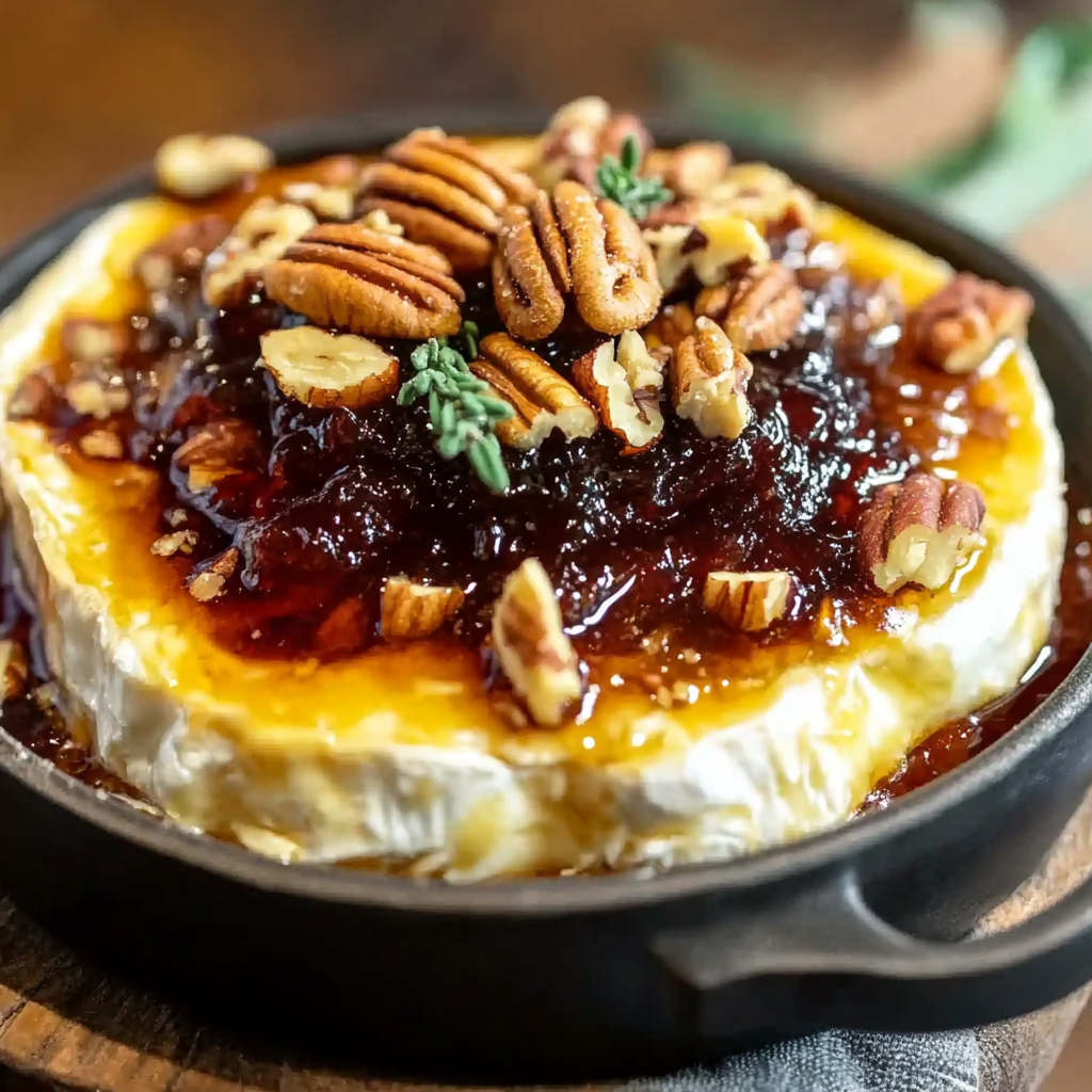 Baked Brie with Fig Jam and Pecans