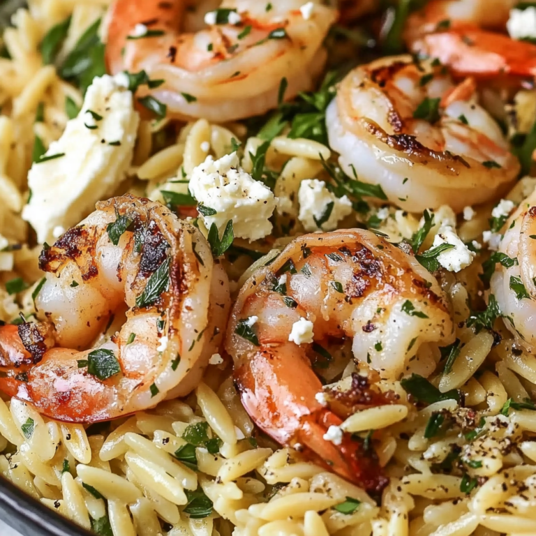 Lemon Feta Orzo Shrimp