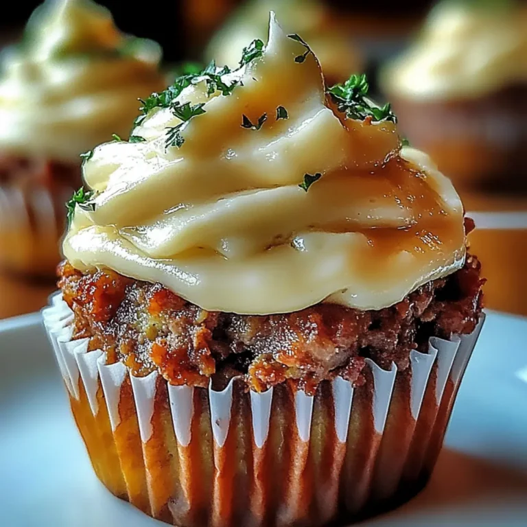 Meatloaf Cupcakes with Frosting