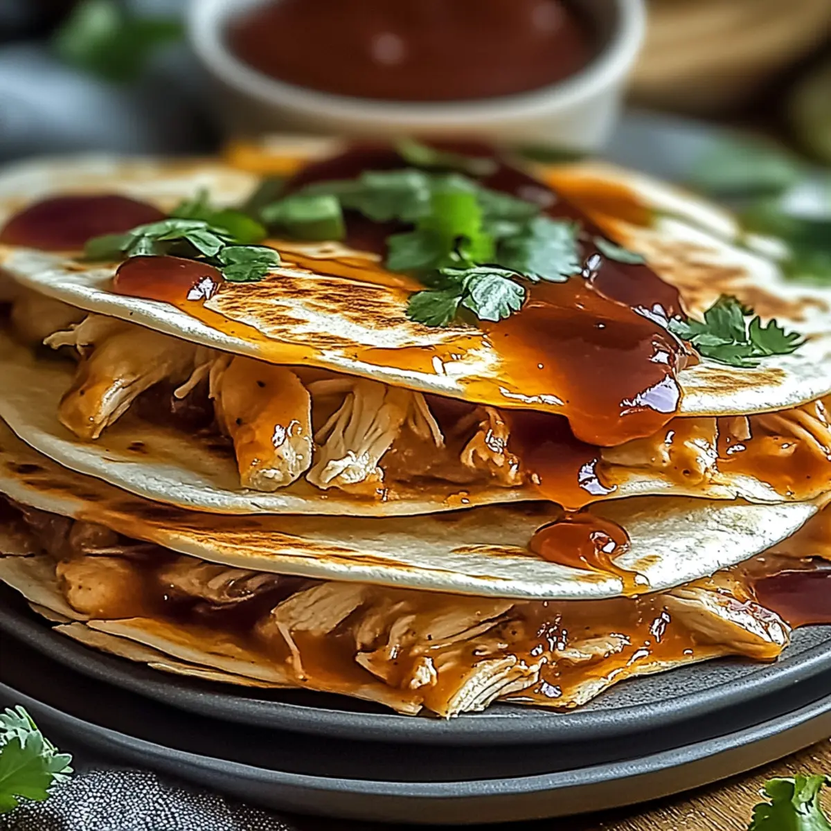 Hot Honey BBQ Chicken Quesadillas