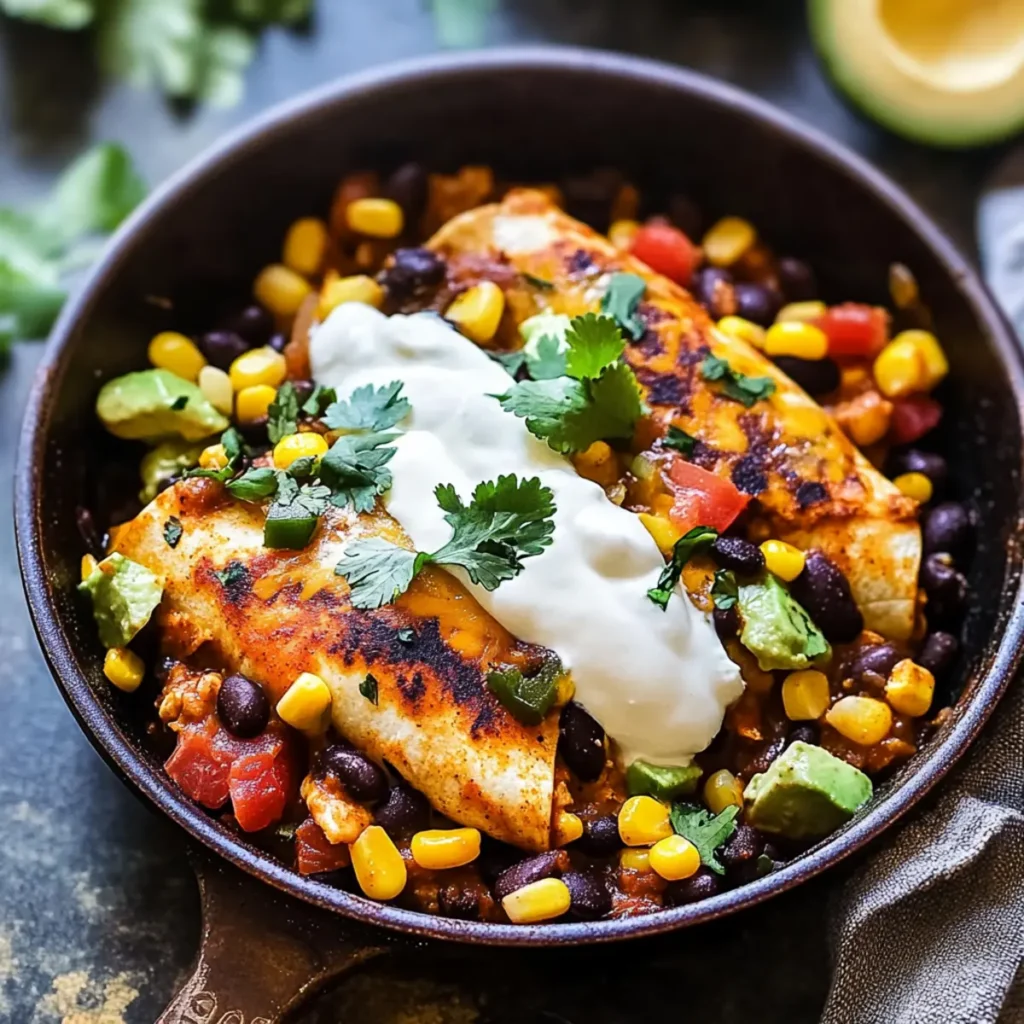 Skillet Enchilada Chicken with Black Beans and Corn