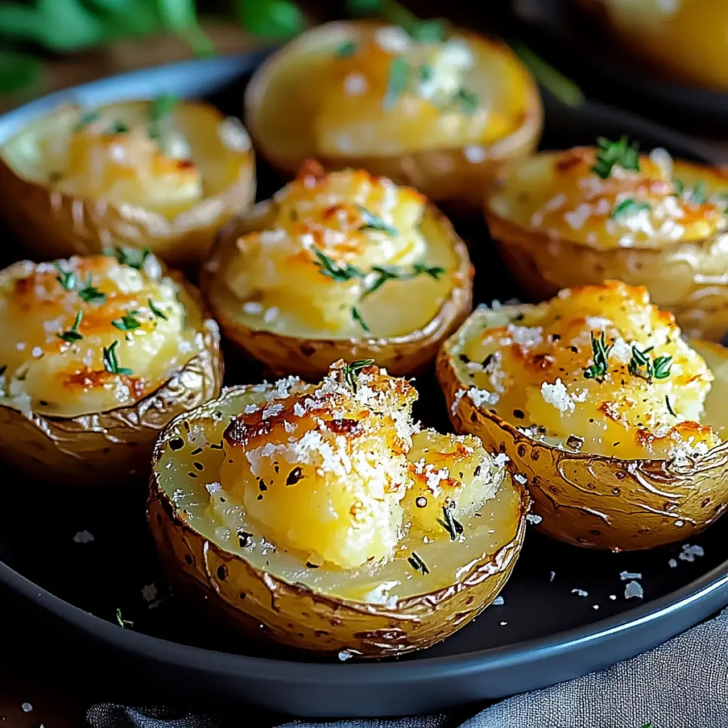 Baked Smashed Garlic Parmesan Potatoes