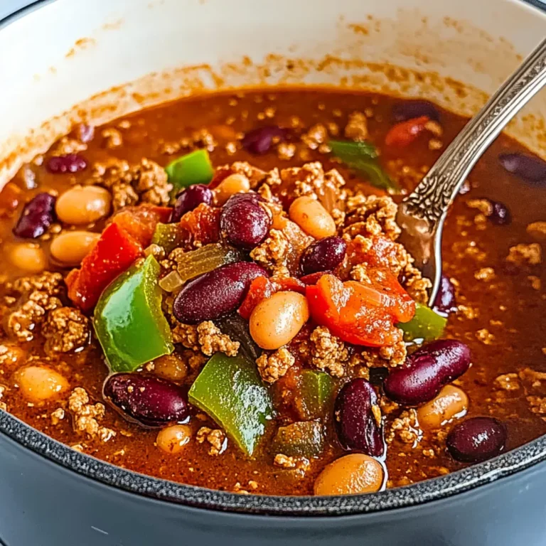 Ground Turkey Chili with Beans, Peppers, and Tomatoes