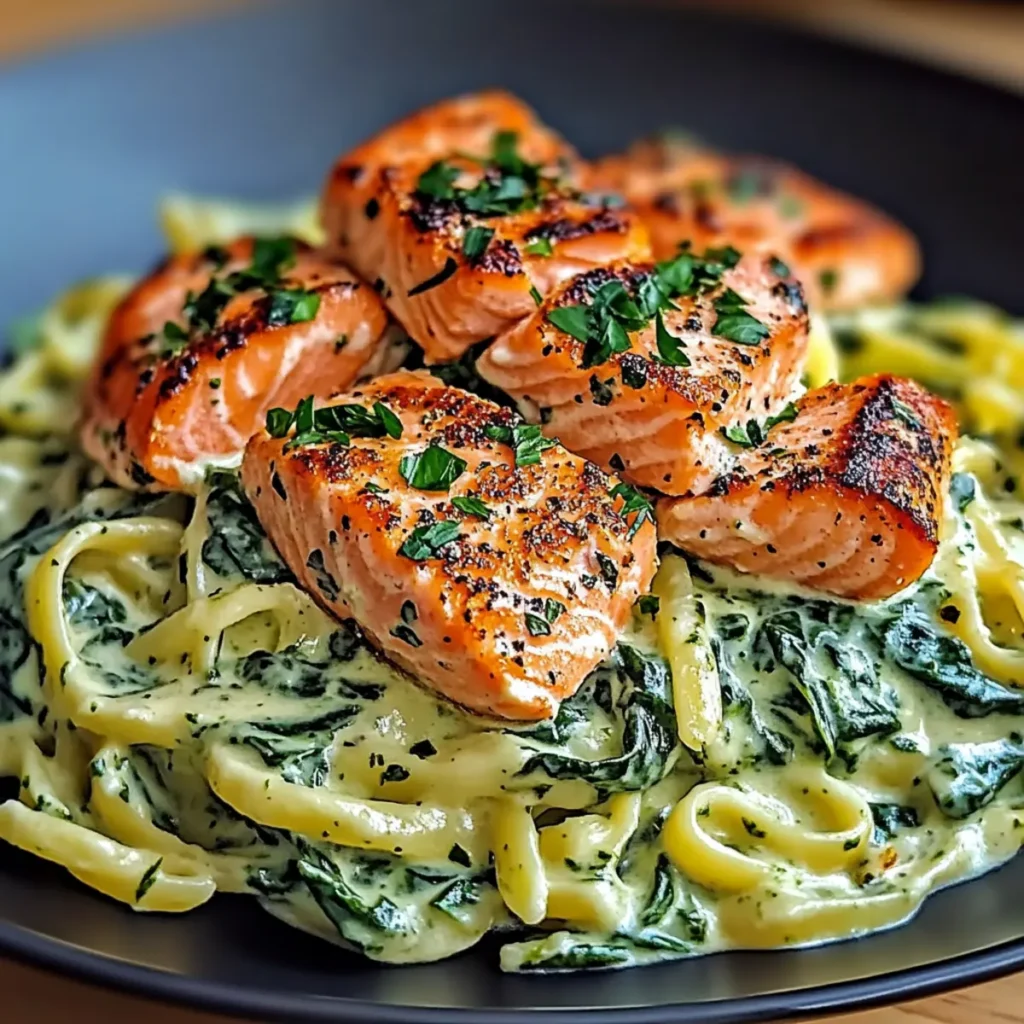 Creamy Spinach Pasta with Smoked Salmon