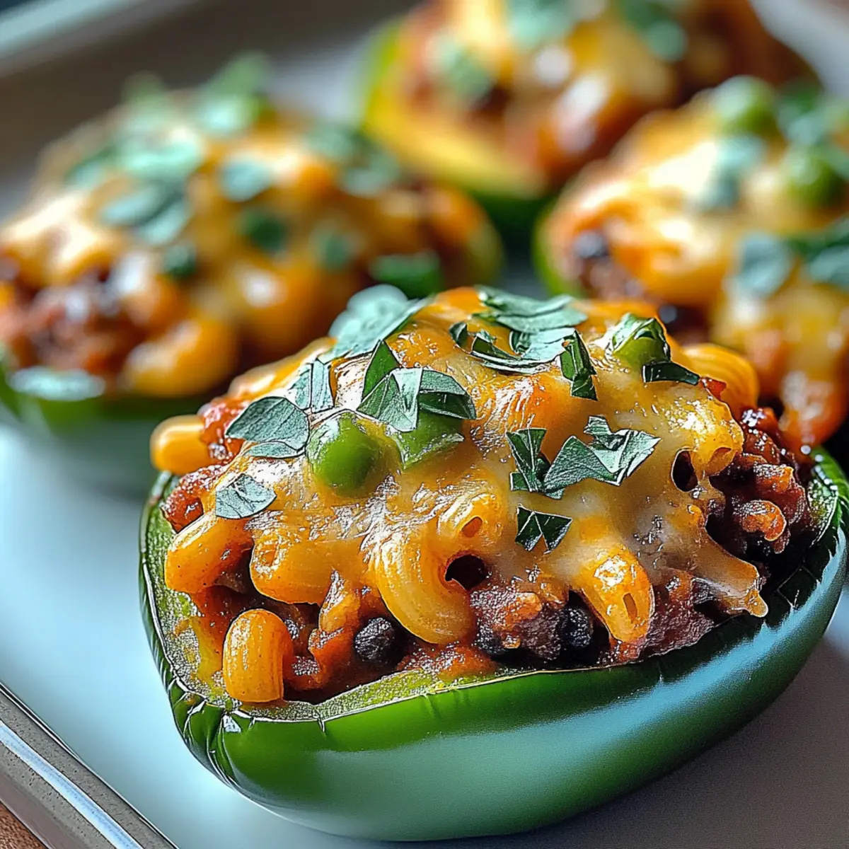 Baked Chili Mac Stuffed Peppers