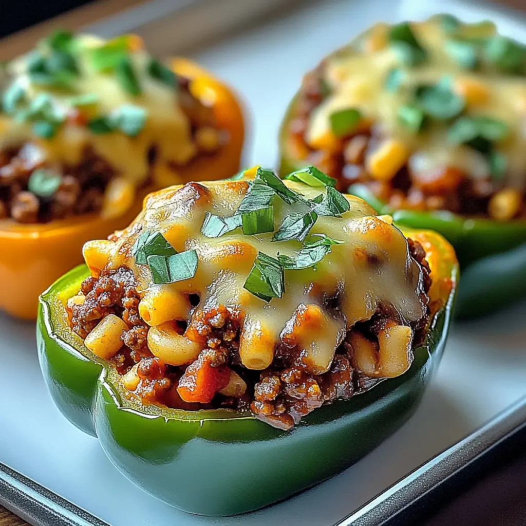 Baked Chili Mac Stuffed Peppers