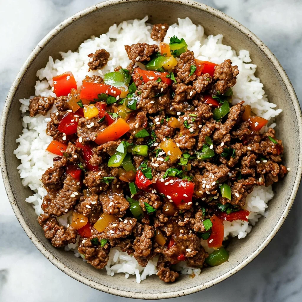 Beef and Pepper Rice Bowls: Hearty and Flavorful Delight