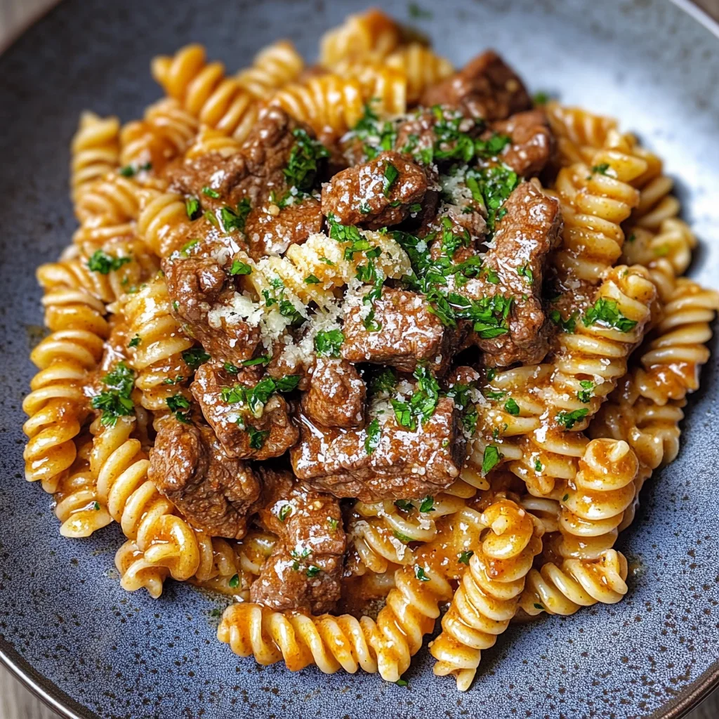 Beef and Rotini in Garlic Parmesan Sauce: Comforting Good…