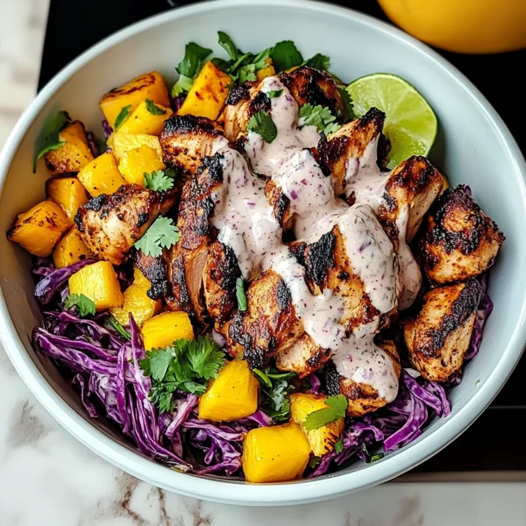 Jerk Chicken & Mango Slaw Bowls with Honey Lime Cream: Bl…