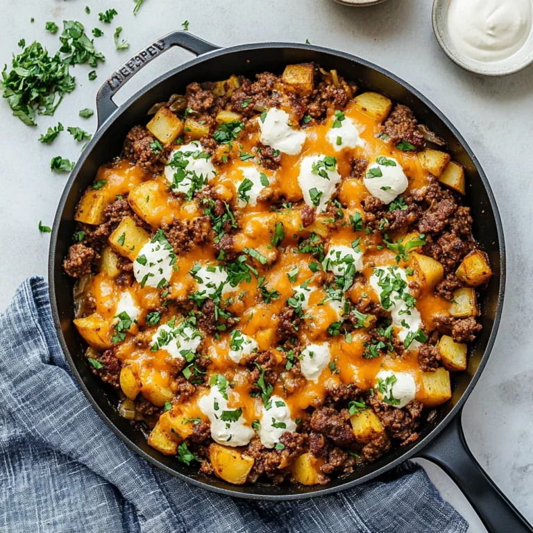 One-Pan Cheesy Meat & Potato Skillet: Comforting Delight